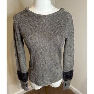 Nic + Zoe fur trim sleeve sweater Xs